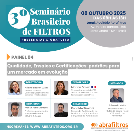 Abrafiltros promove seminário sobre qualidade e certificações